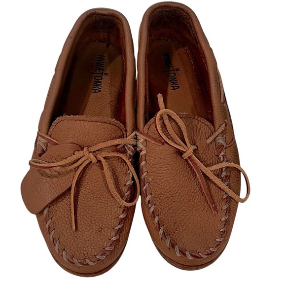 MINNETONKA Genuine Moose Leather Loafers Size 9 - Picture 1 of 12